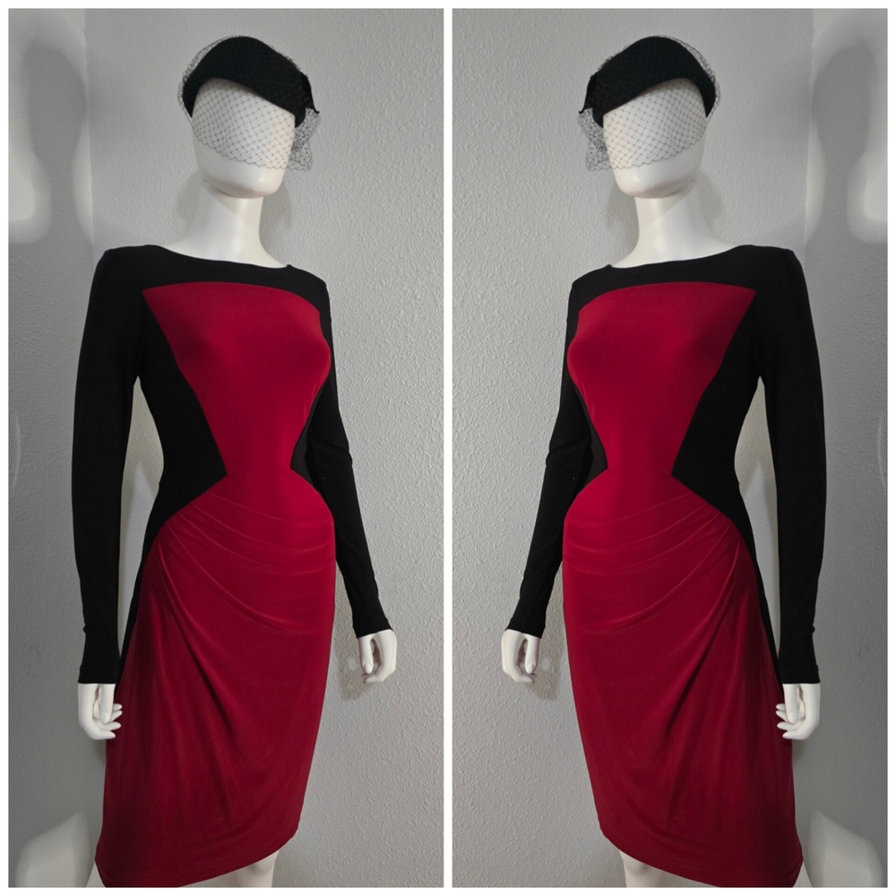 LAUREN RALPH LAUREN  DRESS 🌟 Elegant Red and Black Dress